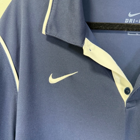 Nike Men's Dark Blue Dri-Fit Polo with White Accents XL‎ - Picture 3 of 8